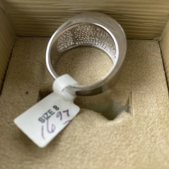 Sterling Silver gemstone wide band ring - Picture 2 of 3